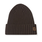 Chunky Knit Adult Ribbed Beanie in Espresso on a white background