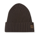Chunky Knit Adult Ribbed Beanie in Espresso on a white background