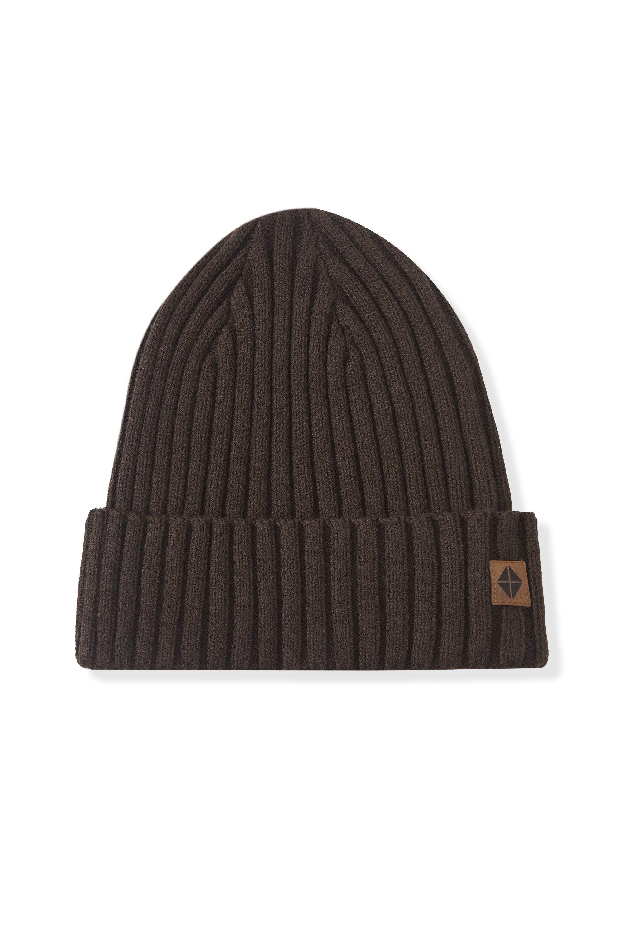 Chunky Knit Adult Ribbed Beanie in Espresso on a white background