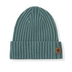 Chunky Knit Adult Ribbed Beanie in pine on a white background