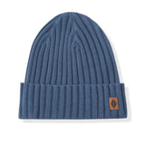 Chunky Knit Adult Ribbed Beanie in oxford on a white background