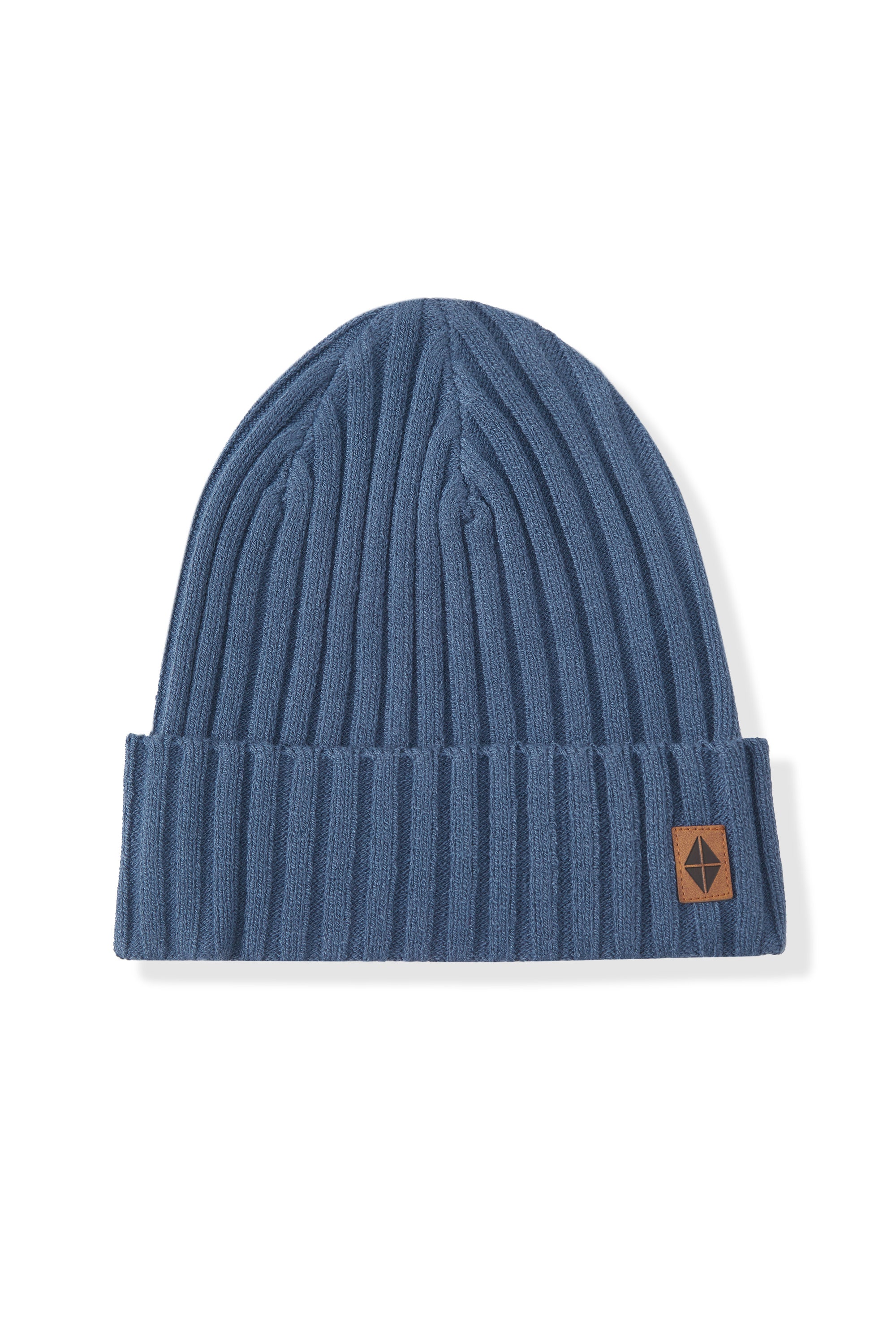 Chunky Knit Adult Ribbed Beanie in oxford on a white background