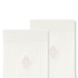 Close up adult Crew Socks in Cloud laying flat on a white background.