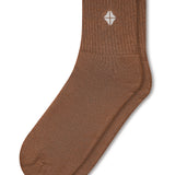 Adult Crew Socks in Latte laying flat on a white background.