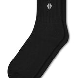 Adult Crew Socks in Midnight laying flat on a white background.