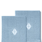 Top part of Adult Crew Socks in Breeze with Kyte Baby logo on a white background