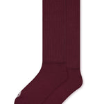Adult Scrunch Socks in Burgundy laying flat on a white background.