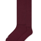 Adult Scrunch Socks in Burgundy laying flat on a white background.