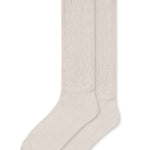 Adult Scrunch Socks in Oat laying flat on a white background.