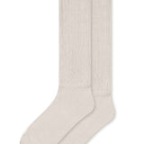 Adult Scrunch Socks in Oat laying flat on a white background.