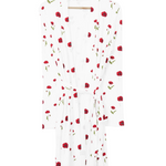 Women’s Lounge Robe in Cloud Poppies on a hanger 