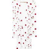 Women’s Lounge Robe in Cloud Poppies on a hanger 