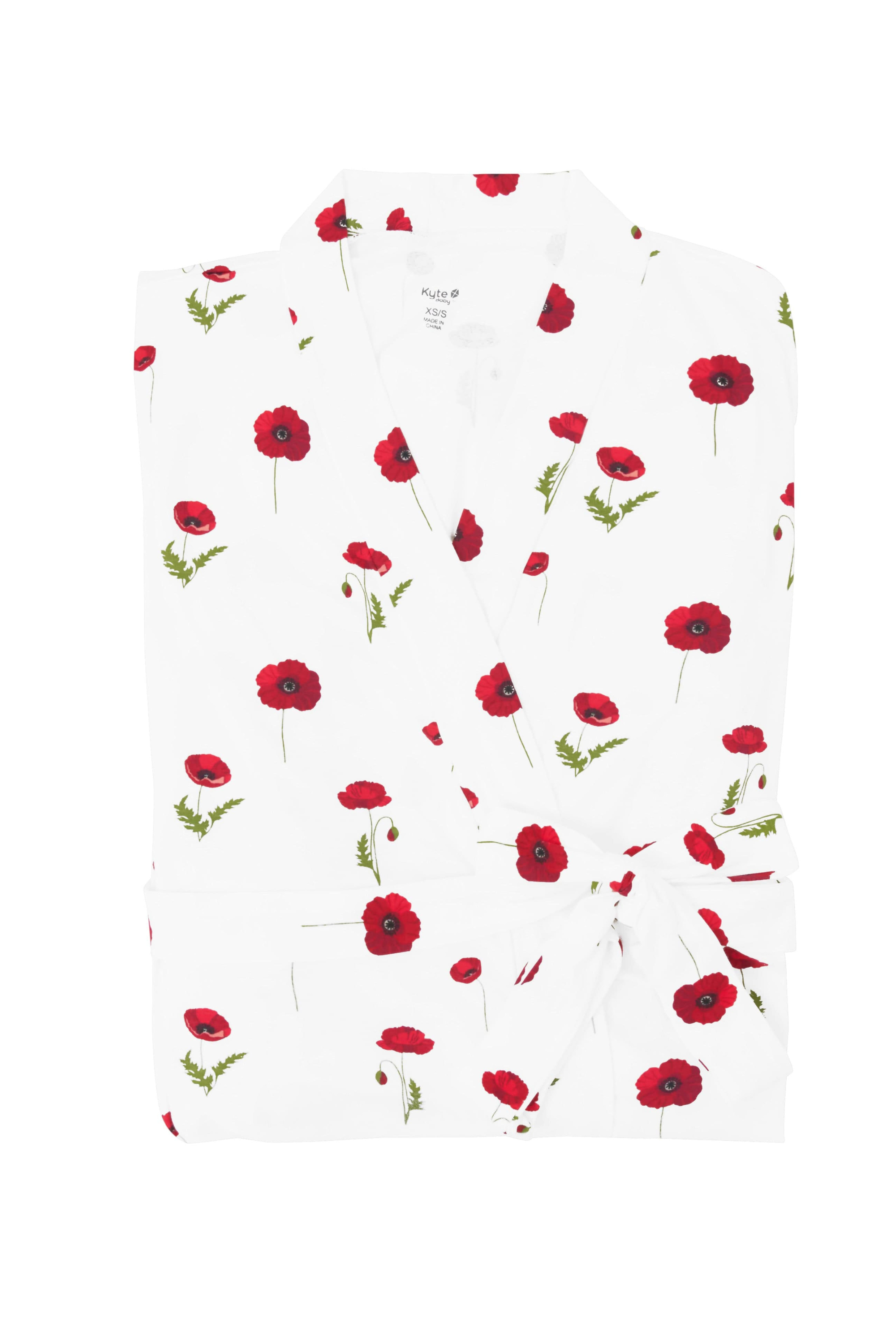 Women’s Lounge Robe in Cloud Poppies folded