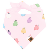 Pink dog bandana with pastel ghost design
