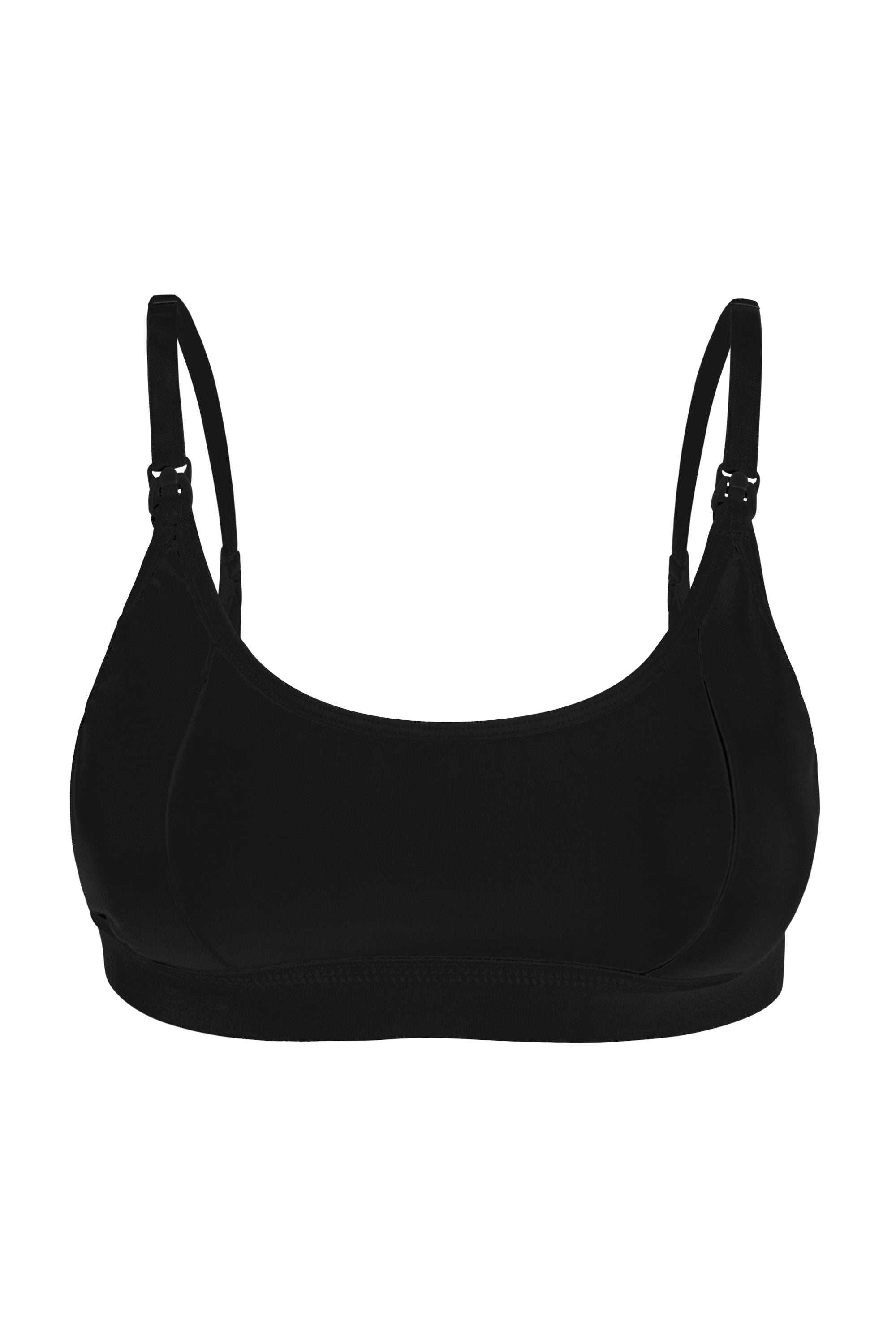 Black nursing and pumping bra on white background