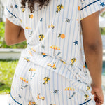 Close up of the backside of the Women's Short Sleeve Pajama Set in Amalfi Coast  on a model ---1615 3