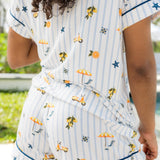 Close up of the backside of the Women's Short Sleeve Pajama Set in Amalfi Coast  on a model ---1615 3