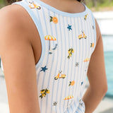 Close up of the back side of the top from the Women's Tank Set in Amalfi Coast