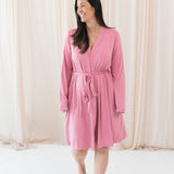 Female modeling the Women’s Lounge Robe in Apple Blossom