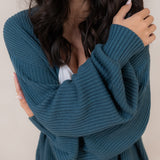 Chunky Knit Women's Oversized Cardigan in Atlantic
