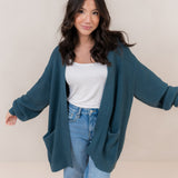 Chunky Knit Women's Oversized Cardigan in Atlantic