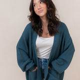 Chunky Knit Women's Oversized Cardigan in Atlantic