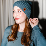 Chunky Knit Ribbed Beanie in Atlantic