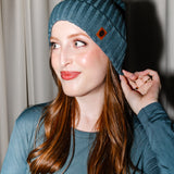 Chunky Knit Ribbed Beanie in Atlantic
