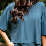 Close up of the Women's Short Sleeve Tee in Atlantic