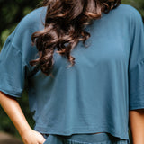 Close up of the Women's Short Sleeve Tee in Atlantic