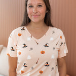 Woman modeling the Kyte Women's V-Neck in Bewitched