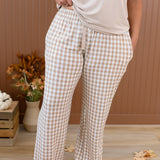 Close up of the Kyte Women's Lounge Pants in Gingham Bisque