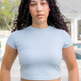 Woman modeling the Bamboo Flex Baby Tee in Breeze

::: Model is 5'9" wearing size L ///
