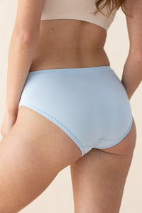 Model showcasing the back side of the Bamboo Women’s Underwear in Breeze