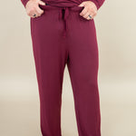 Close up of Men's Lounge Pants in Burgundy