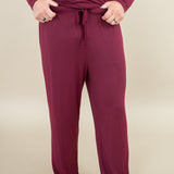 Close up of Men's Lounge Pants in Burgundy