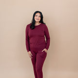 Women's Jogger Pajama Set in Burgundy