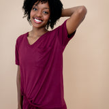 Women’s Relaxed Fit V-Neck in Burgundy
