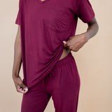 Women’s Relaxed Fit V-Neck in Burgundy