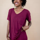 Women’s Relaxed Fit V-Neck in Burgundy