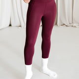 Bamboo Flex Women’s Leggings in Burgundy shown on a model