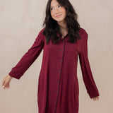 Model wearing the Women's Sleep Shirt in Burgundy