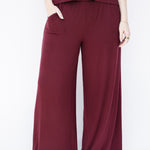 Close up of the Women's Wide Leg Pant in Burgundy 
