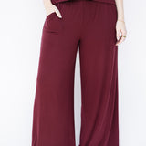 Close up of the Women's Wide Leg Pant in Burgundy 