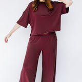 Bamboo Women's Wide Leg Pant in Burgundy