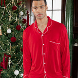 Men's Long Sleeve Pajama Set in Cardinal