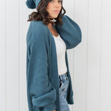 Chunky Knit Pom Beanie in Atlantic
