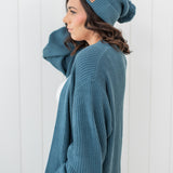 Chunky Knit Pom Beanie in Atlantic