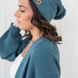 Chunky Knit Pom Beanie in Atlantic