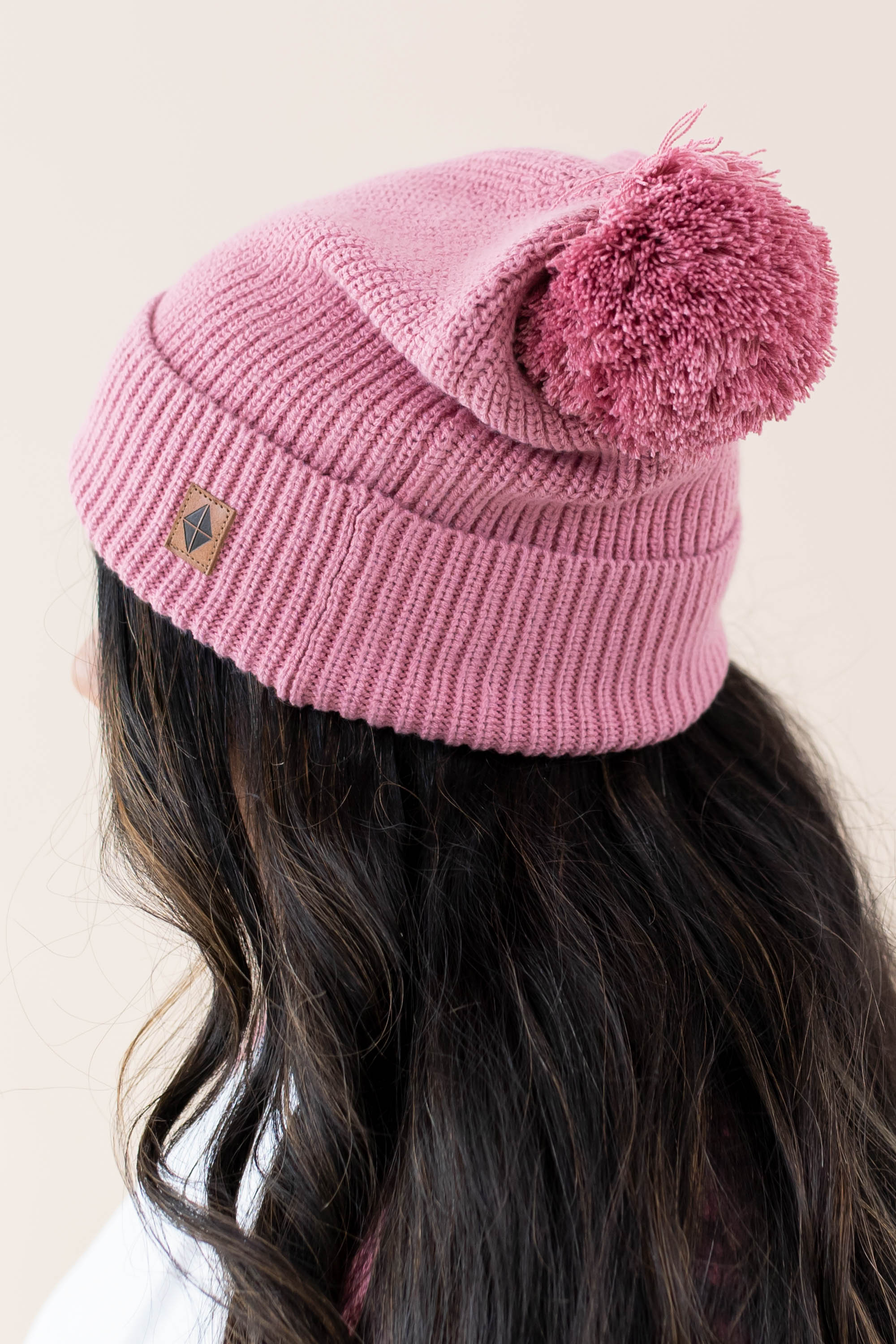 Kyte Baby's Chunky Knit Adult Pom Beanie in Apple Blossom